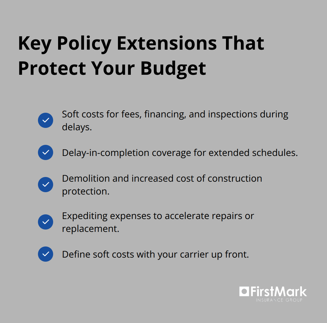 Checklist of essential builder risk policy extensions for cost control
