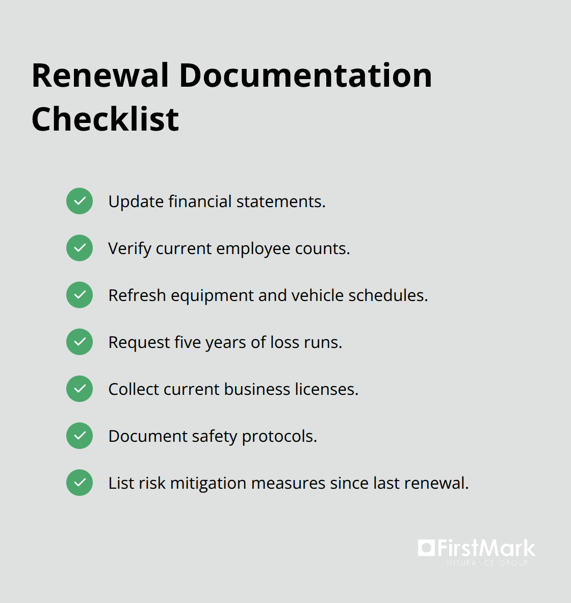 Checklist of documents to update before a business insurance renewal - business insurance renewal process