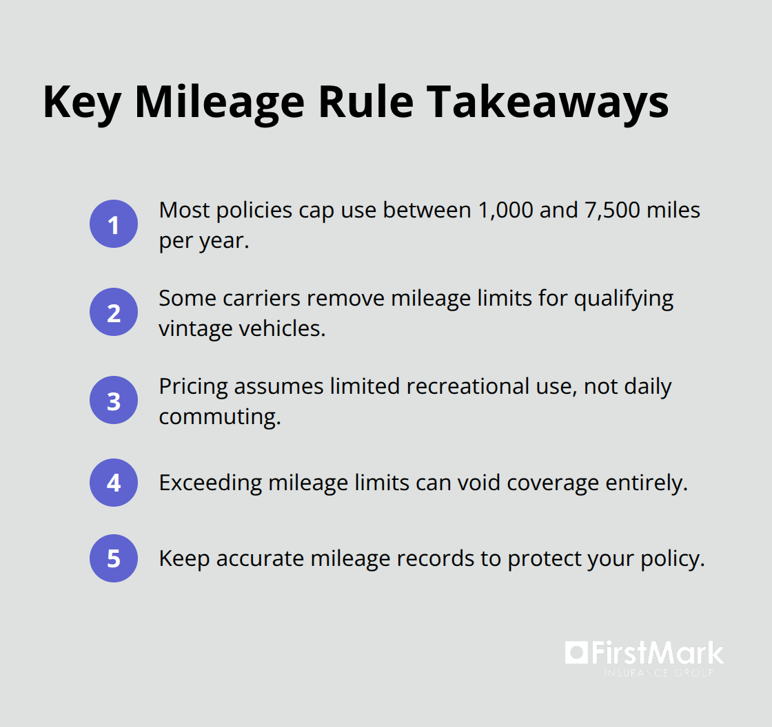 Mileage limits and implications in collector car insurance
