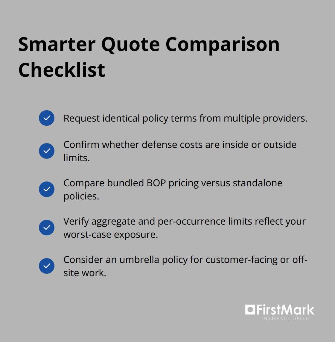 Checklist of steps to compare CGL quotes and structure coverage in Seattle - commercial general liability seattle