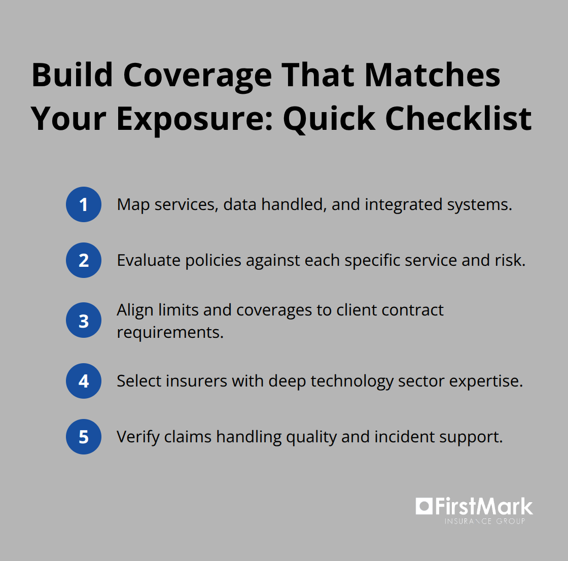 Step-by-step checklist to align tech professional liability coverage with real exposures for U.S. companies. - tech industry professional liability
