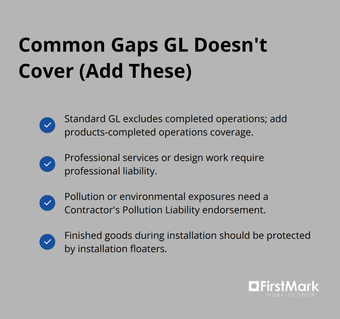 Checklist of exclusions and add-on endorsements contractors often need beyond general liability. - wa contractor general liability