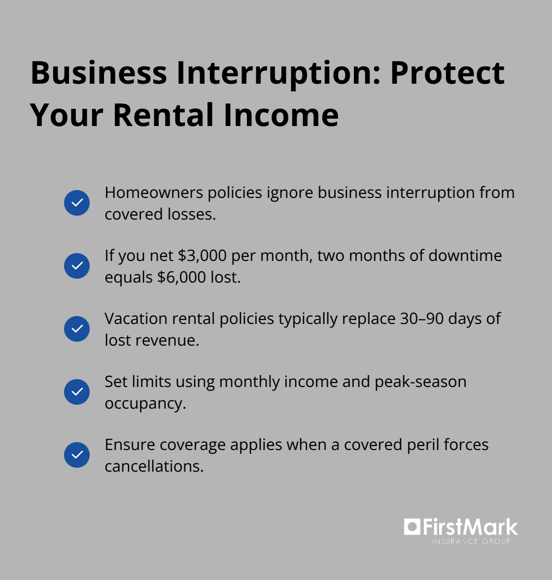 Checklist of essentials for lost rental income coverage on vacation rentals - Vacation home coverage Seattle