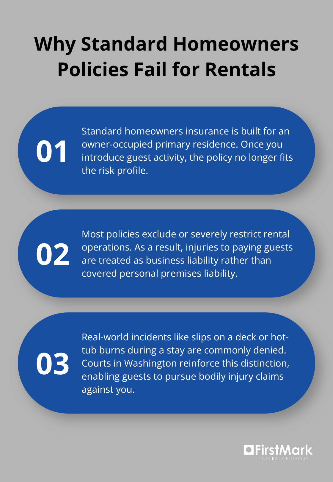 Three reasons standard homeowners insurance falls short for Washington vacation rentals - Vacation home liability WA