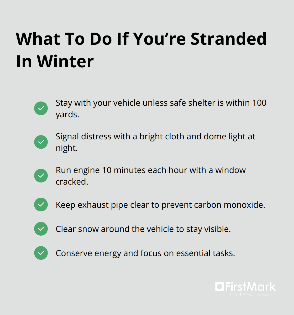 Checklist of actions to take during a winter driving emergency - winter driving safety tips
